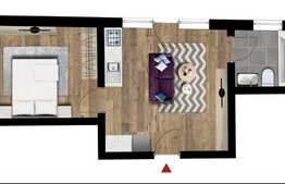 Apartament 2 camere, 43 mp, terasa 30 mp, parcare, incalzire in pardoseala, zona Terra