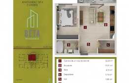Proiect nou! Apartament 2 camere, semifinisat, în ansamblul Beta Residence
