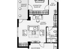 Apartament 2 camere, 56 mp + terasa