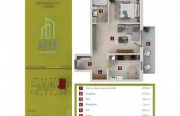 Proiect nou! Apartament 2 camere, semifinisat, în ansamblul Beta Residence