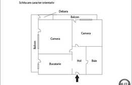 Vanzare 2 camere, 61 mp, 12 mp balcon, 13 mp TERASA, zona Porii!