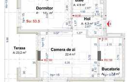 Apartament 2 camere cu CF, 53.5 mp, semifinisat, parcare subterana, zona Vivo
