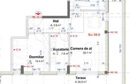 Apartament decomandat cu CF de 60 m2 cu terasa, bucatarie separata, cu priveliste , langa Vivo !