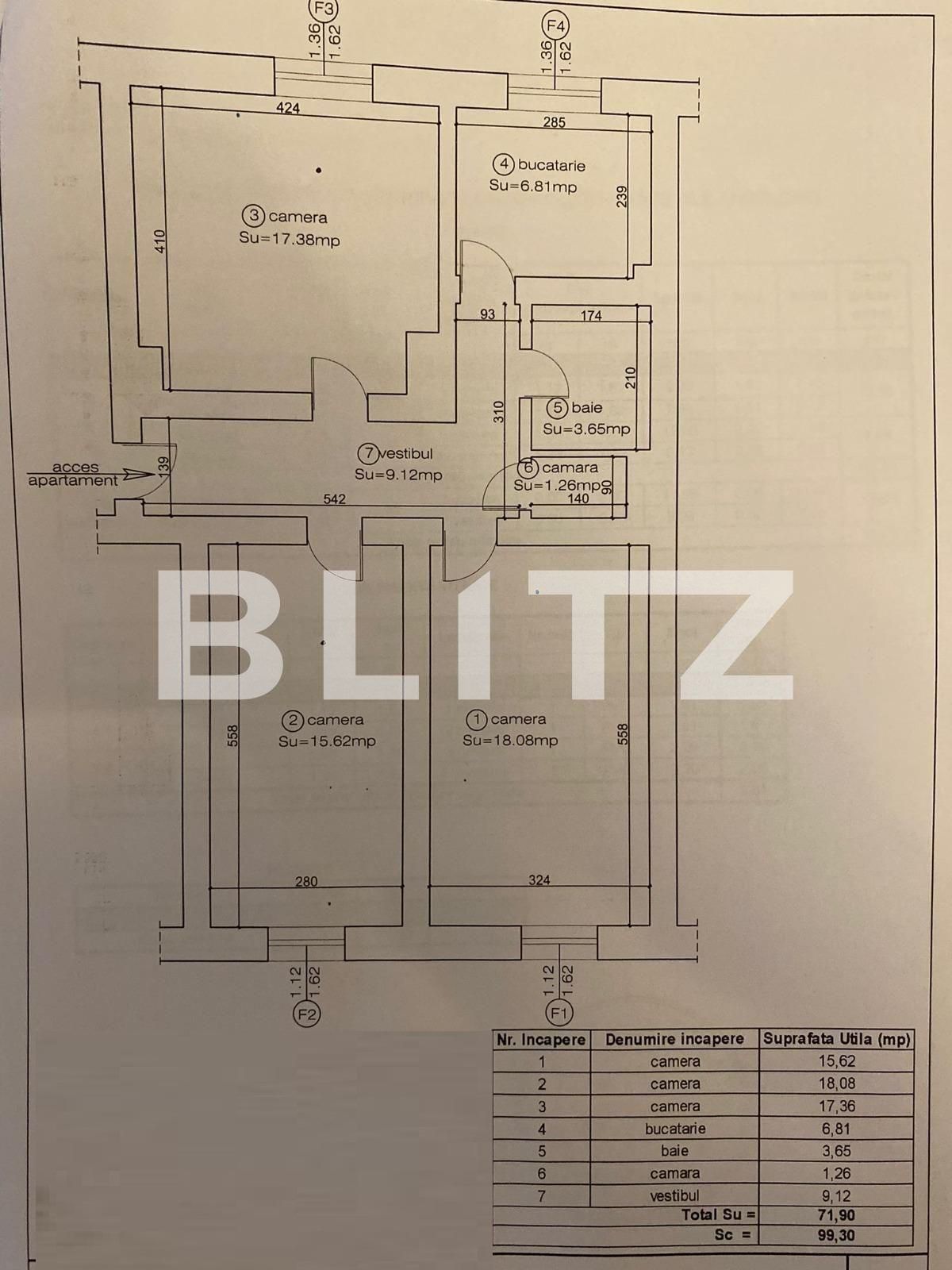 Apartament de 3 camere, decomandat, 70 mp, zona Tractorul 