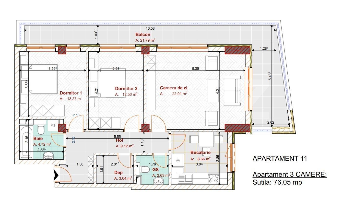 Apartament de vânzare 3 camere Tractorul - 74024AV | BLITZ Brașov | Poza3