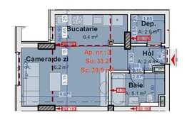 Garsoniera de 33.2 mp, semifinisata, zona Vivo