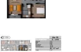 Apartament 2 camere decomandat, 51.17 mp, CF, zona Terra