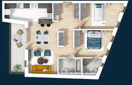 Apartament 3 camere, bloc nou, terasa 12 mp, Central!