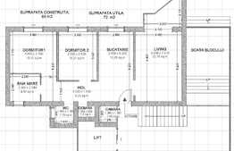 Apartament de 3 camere, etaj intermediar, 72 mp, balcon, Calea București