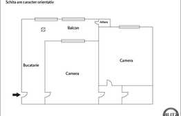 Vanzare 2 camere, 40 mp utili + blacon 20 mp inchis, zona Casa Piratilor