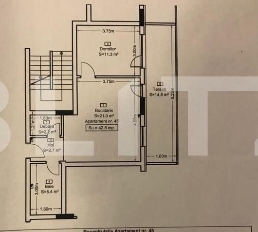 Apartament 2 camere cu CF, semifinisat, parcare si terasa!