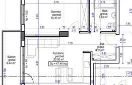 Apartament 2 camere, semifinisat, 48 mp., zona Sub Cetate