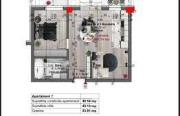 Apartament 2 camere finisat, 43 mp, gradina 24 mp, parcare, Cetatii.