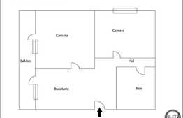 2 camere de vanzare, decomandat, 54.5 mp plus 12 mp balcon, semifinisat