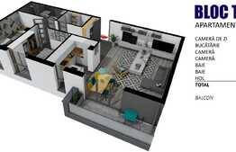 Apartament 3 camere, 80 mp, in ansamblu rezidential nou, zona Teilor