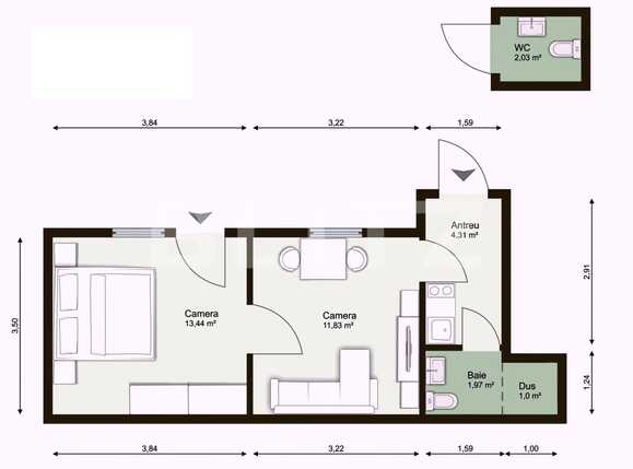 Apartament de vânzare 2 camere Central - 81065AV | BLITZ Cluj-Napoca | Poza3