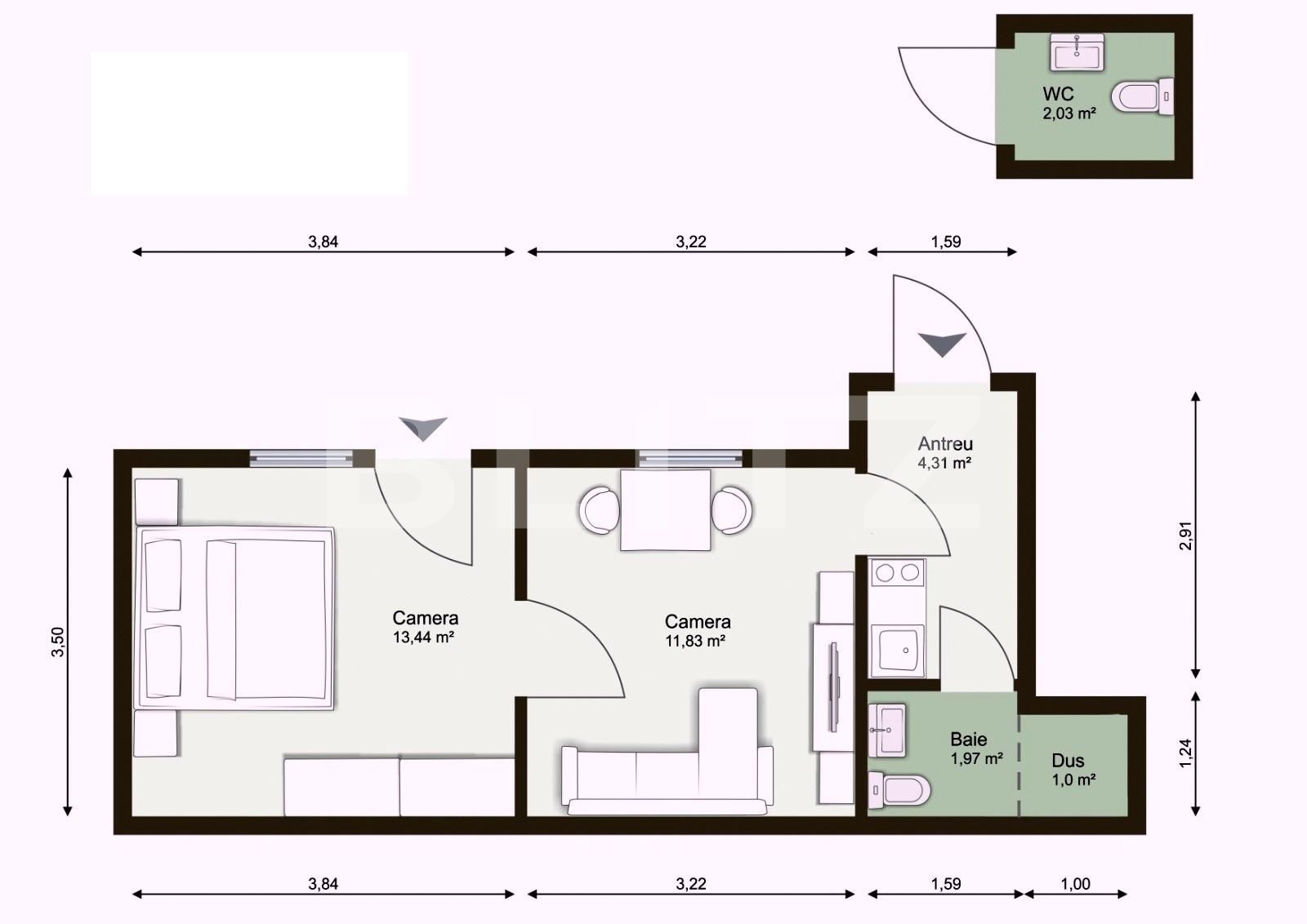 Apartament de vânzare 2 camere Central - 81065AV | BLITZ Cluj-Napoca | Poza1