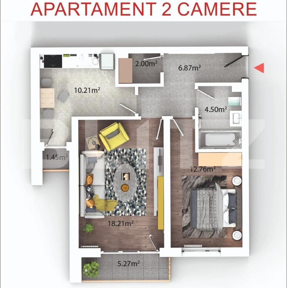 Apartament 2 camere, 57 mp, decomandat, Bartolomeu