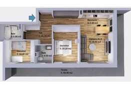 Apartament de 3 camere, terasa 44 mp, zona Vivo