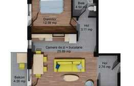 Apartament de 2 camere, 51 mp, etaj intermediar, zona Regal