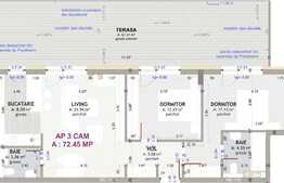 Apartament 3 camere, 72 mp, terasa, imobil nou! 