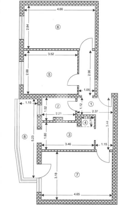 Apartament 3 camere, decomandat, 62 mp, etaj intermediar