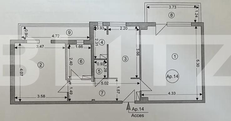 Apartament 2 camere, 60 mp, decomandat, complet renovat