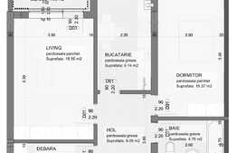 Apartament de 2 camere, 63 mp, balcon, Grivitei 
