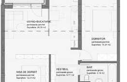 Apartament spatios de 2 camere, 65 mp, balcon, Grivitei