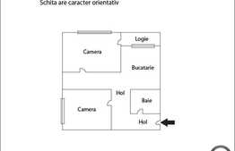 Apartament de vanzare la semifinisat, 2 camere semidecomandate, 57 mp. Parcare!