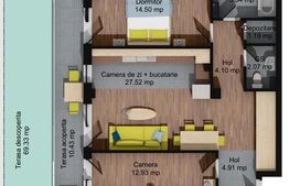 Oportunitate! Apartament cu CF de 3 camere, 73 mp, terasa si gradina, zona Regal Baciu 