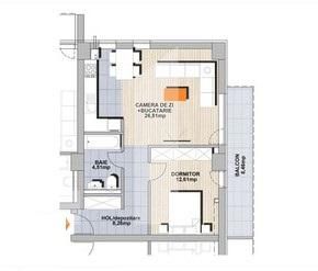 Apartament 2 camere , 52,19 mp, zona Noua