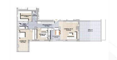 Apartament 3 camere, 110 mp, plus terasa 34,46 zona Noua