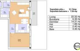 2 camere, 51.74 mp, etaj intermediar! Loc parcare! Semifinisat!