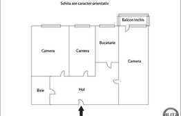 Vanzare apartament 3 camere, 43 mp, decomandat, zona Aleea Garbau