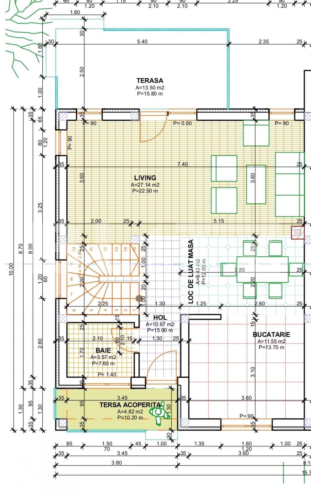 Duplex mobilat si utilat, 112 mp, 250 mp teren, zona Tauti