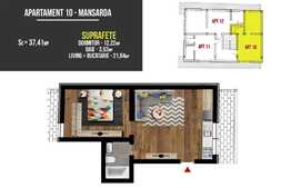Apartament 2 camere, 37 mp,incalzire in pardoseala, zona Terra