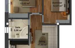 De vanzare 55 mp utili, 3 camere, zona Eugen Ionesco. Semifinisat!