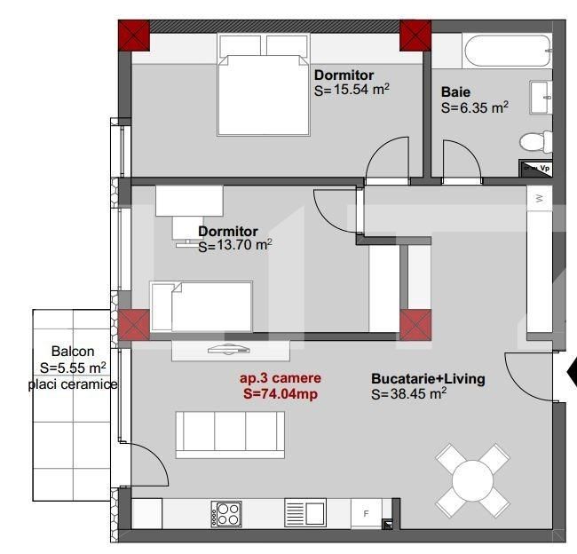 Apartament de vânzare 3 camere Central - 88080AV | BLITZ Cluj-Napoca | Poza3