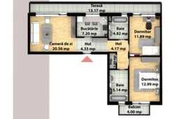 Apartament 3 camere, 77 mp, decomandat, CF, zona Subcetate