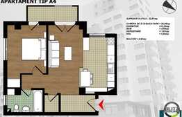 De vanzare apartament 2 camere semidecomandate, 53 mp, finisaje moderne