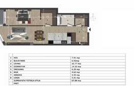 Apartament 2 camere, 68 mp, etaj intermediar, imobil nou