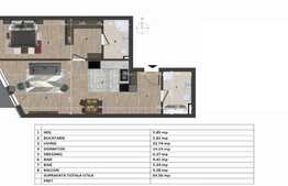 Apartament 2 camere, 64 mp, 2 bai, etaj intermediar, Europa