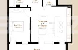 Apartament 2 camere, 54,07 mp + balcon 13,14 mp, zona exclusivista Vivo