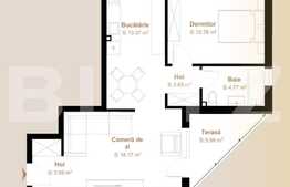 Apartament 2 camere, 55,71 mp + terasa 5,56, zona exclusivista Vivo