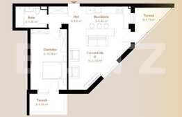 Apartament 2 camere, 52,61 mp + 2 terase, zona exclusivista Vivo