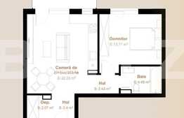 Apartament 2 camere, 48,68 mp + balcon 8 mp, zona Vivo