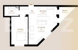 Apartament 2 camere cu CF, 52,52 mp + balcon 4,76, zona Vivo