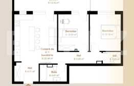 Apartament 3 camere, 63,87 mp + balcon 12,53, zona Vivo