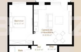 Apartament 2 camere, 49,80 mp + balcon 7,04 mp, zona Vivo